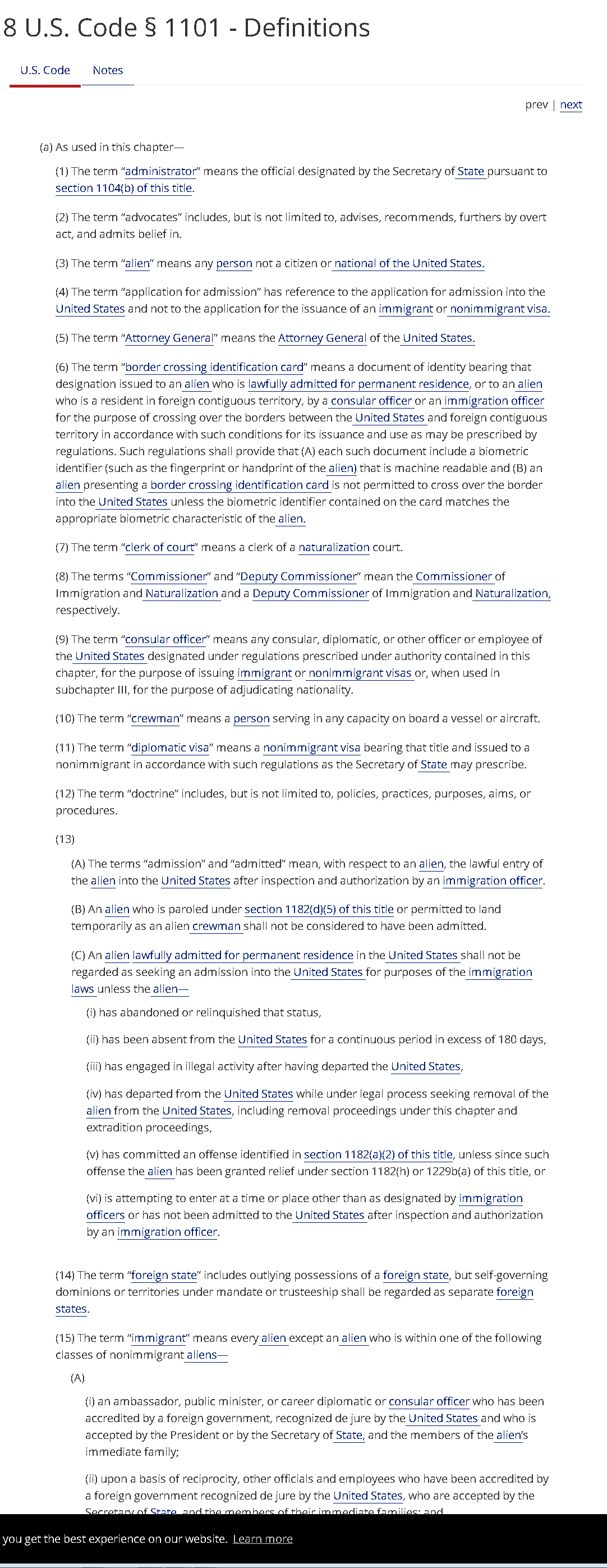 Naturalization part 1a 8 US Code 1101 - Definitions Naturalization part 1a 8 US Code 1101 - Definitions